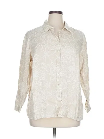 Pre-owned Jjill Long Sleeve Button Down Shirt In White