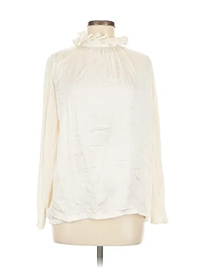 Pre-owned Banana Republic Factory Store Long Sleeve Blouse In White