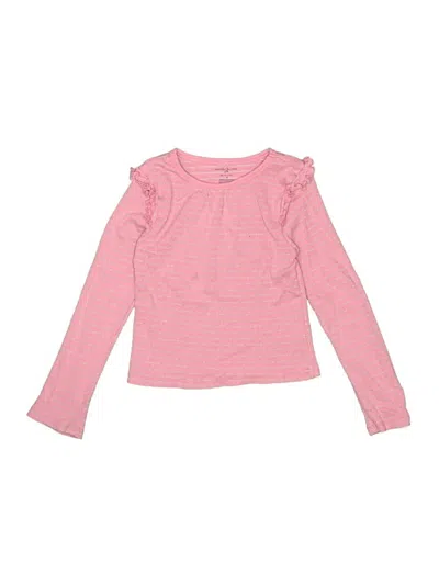 Pre-owned Nanette Lepore Kids' Long Sleeve Top Pink Ruffles Neckline Tops