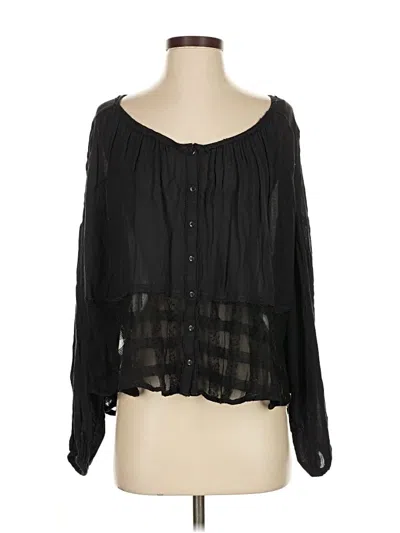 Pre-owned Free People Long Sleeve Blouse In Black