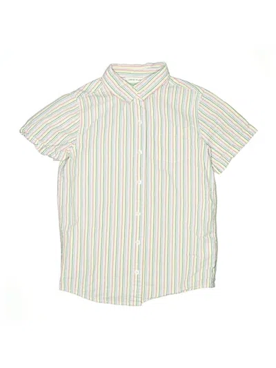 Pre-owned Janie And Jack Kids' Short Sleeve Button Down Shirt In Green