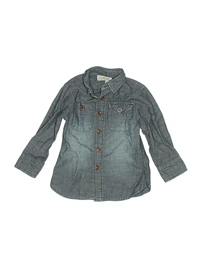 Pre-owned Crewcuts Kids' Long Sleeve Button Down Shirt In Blue