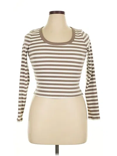 Pre-owned Hollister 3/4 Sleeve T-shirt In Brown