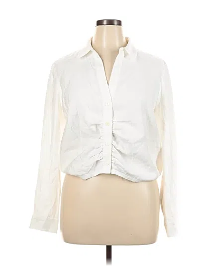 Pre-owned Ann Taylor Loft Long Sleeve Blouse In White