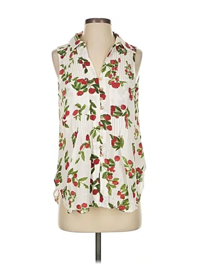 Pre-owned Vera For Anthropologie Sleeveless Blouse In White