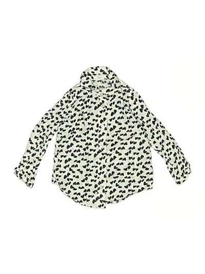 Pre-owned Crewcuts Outlet Kids' 3/4 Sleeve Blouse In White