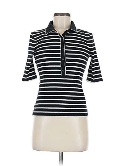 Pre-owned Ann Taylor Loft Short Sleeve Top Black Collared Neckline Tops