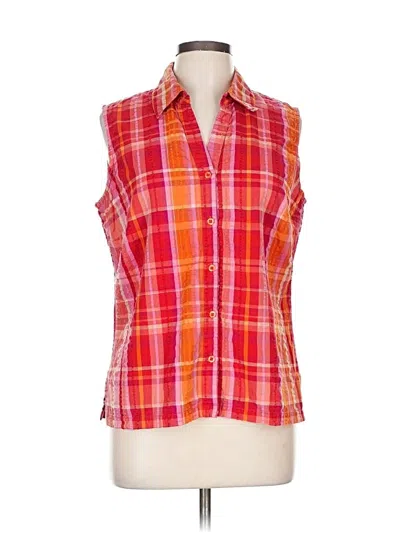 Pre-owned St. John's Bay Sleeveless Button Down Shirt In Orange