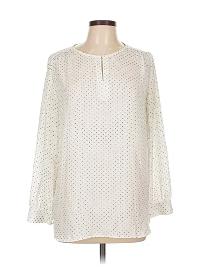 Pre-owned Ann Taylor Loft Long Sleeve Blouse In White