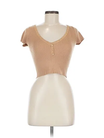 Pre-owned La Hearts Short Sleeve Henley Shirt In Brown