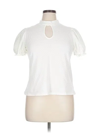 Pre-owned W5 Short Sleeve Top White Mock Neckline Tops