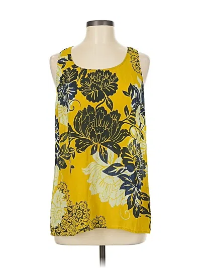 Pre-owned Cabi Sleeveless Silk Top Yellow Halter Neckline Tops