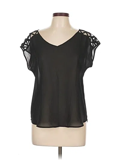 Pre-owned E&m Collection Short Sleeve Top Black Cold Shoulder Neckline Tops
