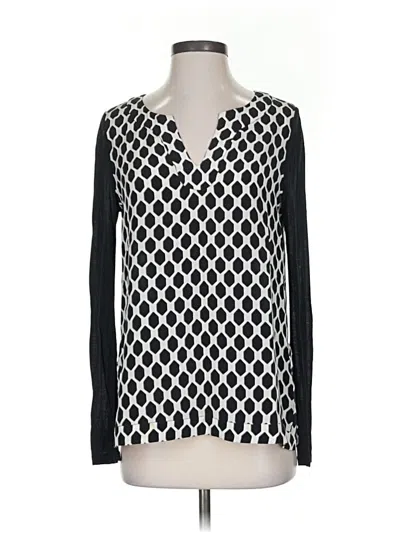 Pre-owned Diane Von Furstenberg Long Sleeve Top Black V-neck Tops