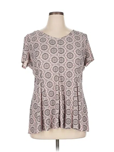 Pre-owned Roz & Ali Short Sleeve Blouse In Gray