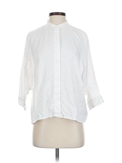Pre-owned Uniqlo 3/4 Sleeve Button Down Shirt In White