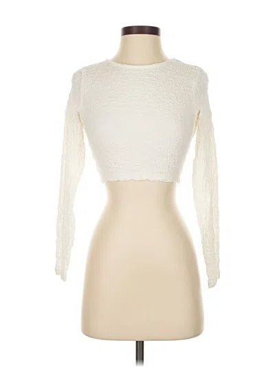 Pre-owned Princess Polly Long Sleeve T-shirt In White