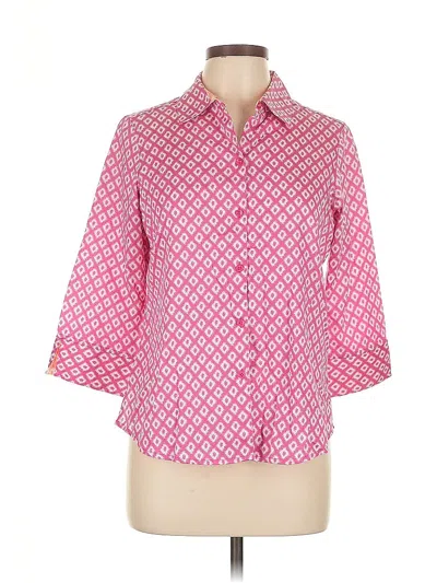 Pre-owned Foxcroft 3/4 Sleeve Button Down Shirt In Pink