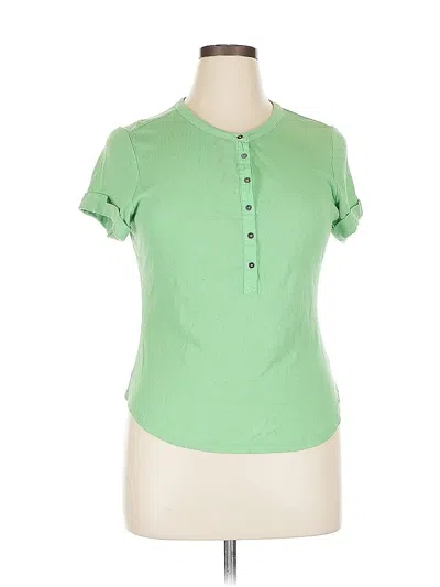 Pre-owned Pilcro Short Sleeve Henley Shirt In Green