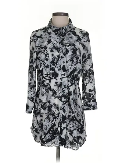 Pre-owned Style & Co 3/4 Sleeve Button Down Shirt In Black