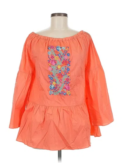 Pre-owned Dg^2 By Diane Gilman 3/4 Sleeve Blouse In Orange