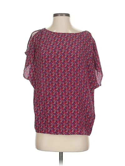 Pre-owned Joie Short Sleeve Silk Top Red Boatneck Tops