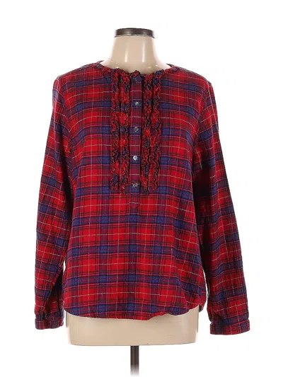 Pre-owned Lands' End Long Sleeve Blouse In Red
