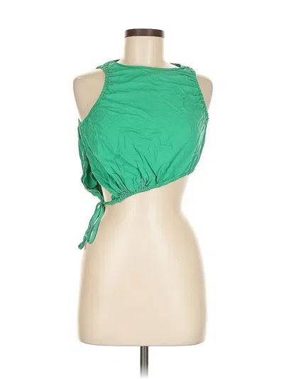 Pre-owned Zara Tank Top Green Halter Neckline Tops