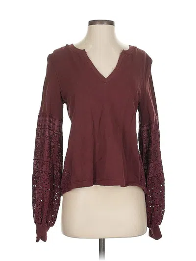 Pre-owned By Anthropologie Long Sleeve Blouse In Burgundy
