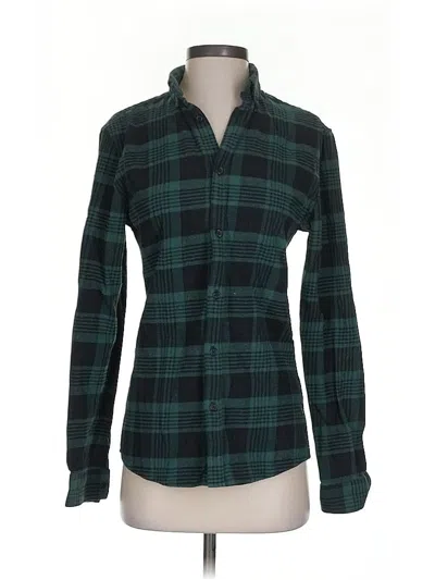 Pre-owned River Island Long Sleeve Button Down Shirt In Green