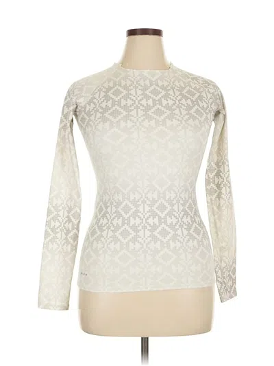 Pre-owned Nike Long Sleeve Top Ivory Mock Neckline Tops In White