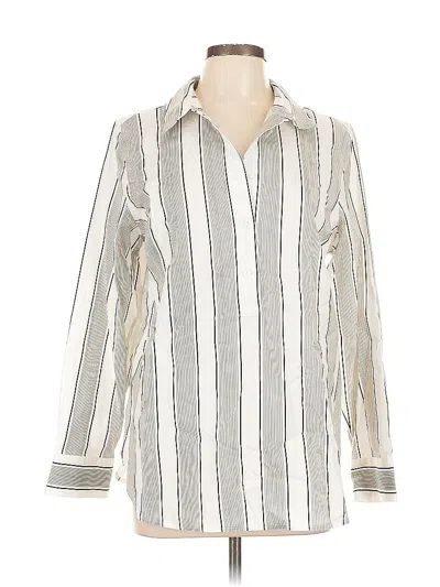 Pre-owned Talbots Long Sleeve Button Down Shirt In White