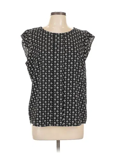 Pre-owned Tahari By Asl Short Sleeve Top Black Square Neckline Tops