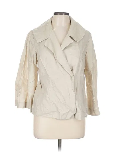 Pre-owned Karen Kane 3/4 Sleeve Button Down Shirt In White