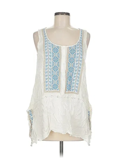Pre-owned Karen Kane Sleeveless Blouse In White