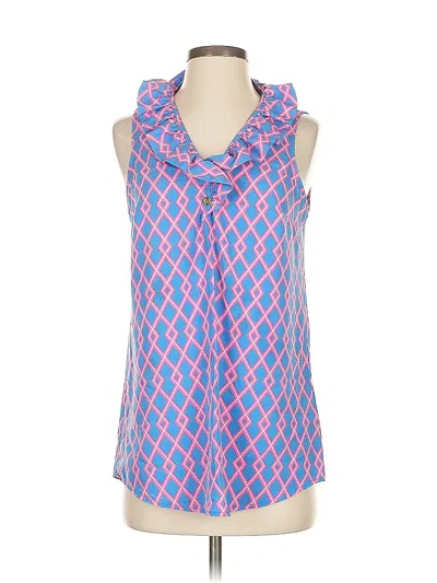 Pre-owned Mud Pie Tank Top Blue Tie Neck Tops