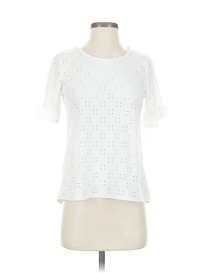 Pre-owned Thread Short Sleeve Top White Keyhole Neckline Tops