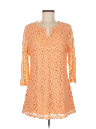 Pre-owned Isaac Mizrahi Live 3/4 Sleeve Blouse In Orange
