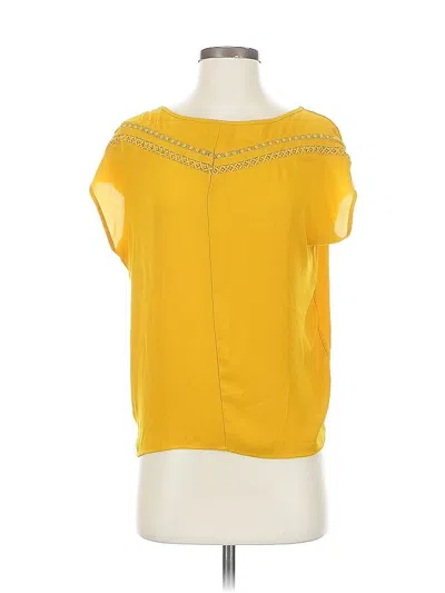 Pre-owned Ann Taylor Loft Short Sleeve Top Yellow Keyhole Neckline Tops