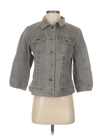 Pre-owned Jjill 3/4 Sleeve Button Down Shirt In Gray