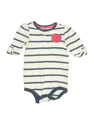 Pre-owned Cherokee Babies' Long Sleeve Onesie In White