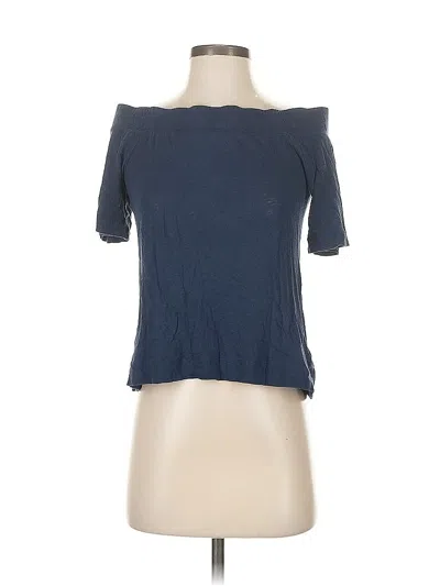 Pre-owned Splendid Short Sleeve Top Blue Off The Shoulder Neckline Tops