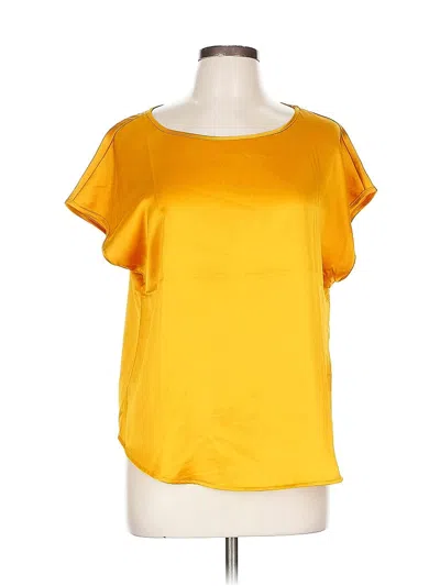 Pre-owned Nicole Miller Short Sleeve Top Yellow Scoop Neck Tops