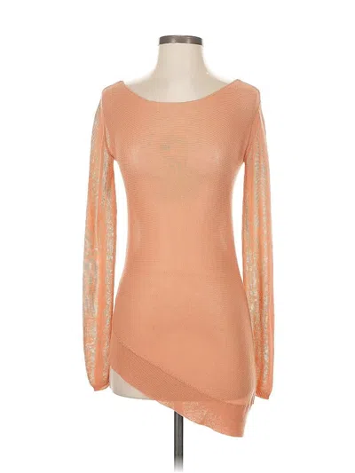 Pre-owned Bcbgmaxazria Long Sleeve Top Orange Sweetheart Neckline Tops