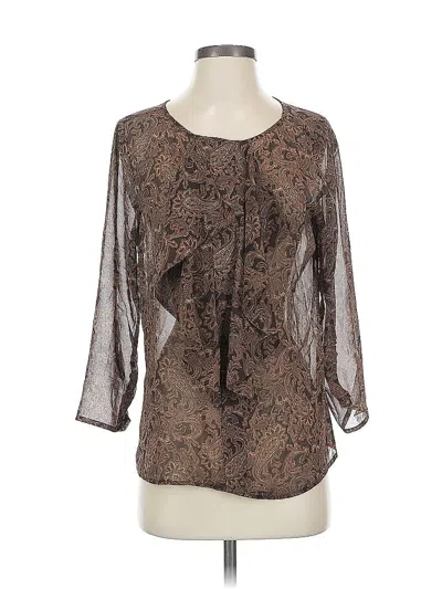 Pre-owned Anne Klein 3/4 Sleeve Blouse In Brown