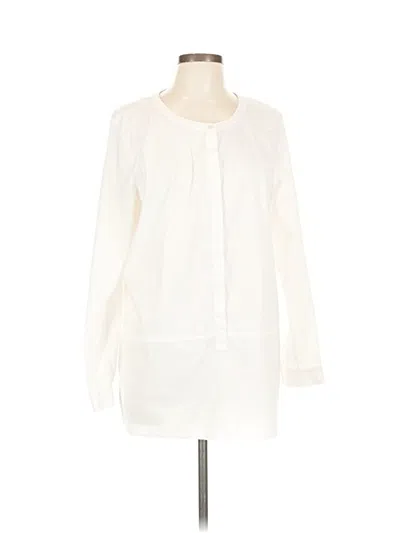 Pre-owned Jjill Long Sleeve Blouse In White