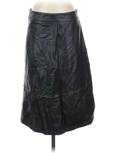 Pre-owned Nydj Faux Leather Skirt In Black