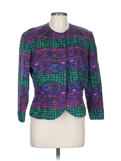 Pre-owned Anne Crimmins For Umi Collection Silk Blazer Jacket In Blue