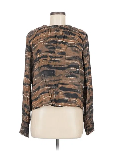 Pre-owned Cloth & Stone Long Sleeve Blouse In Brown