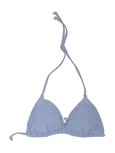 Pre-owned Cotton Bleu Swimsuit Top Gray Solid Pattern Swimwear